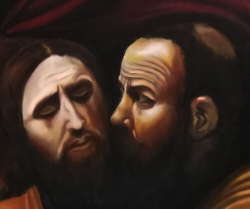La cattura di Cristo - Riproduzione  - Caravaggio - Olio su tela 70 x 100 - immagine 3