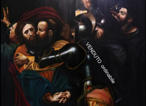 La cattura di Cristo - Riproduzione  - Caravaggio - Olio su tela 70 x 100